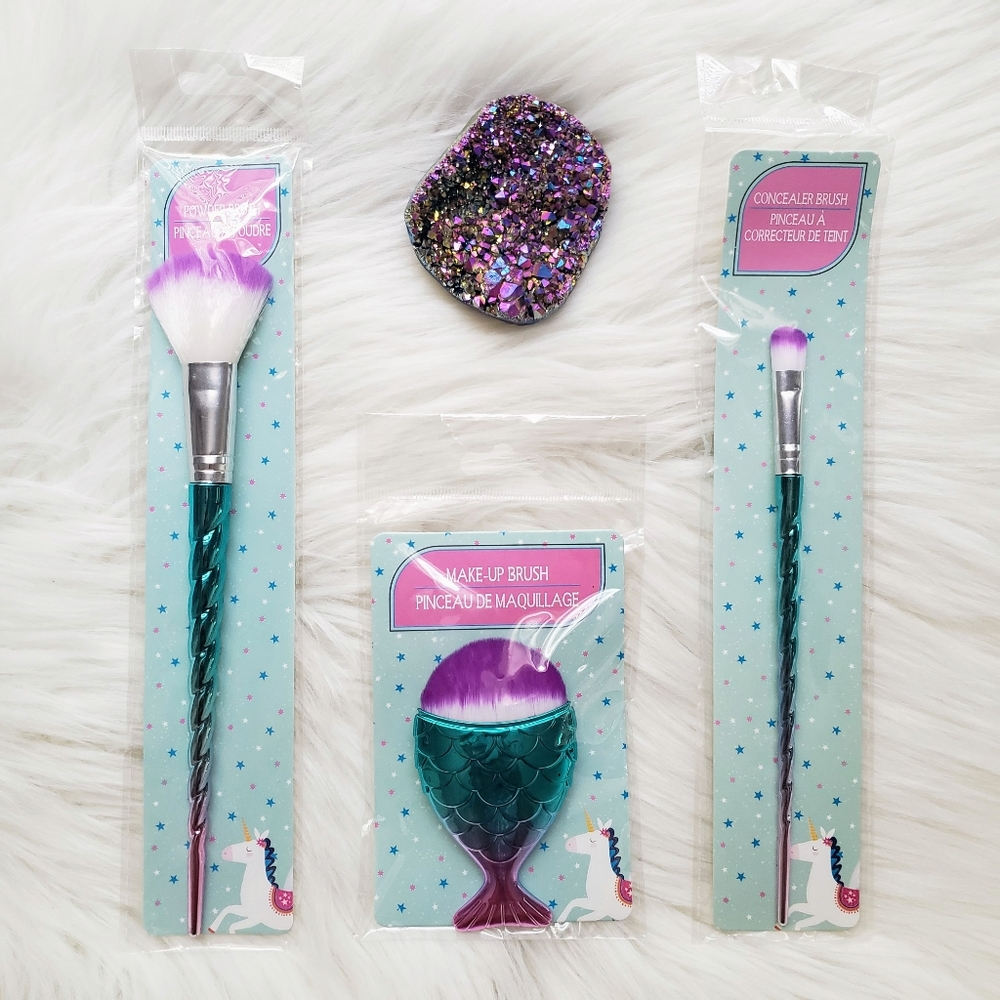 NWT Mermaid Unicorn Makeup Brush Set 3 pc - Picture 3 of 6